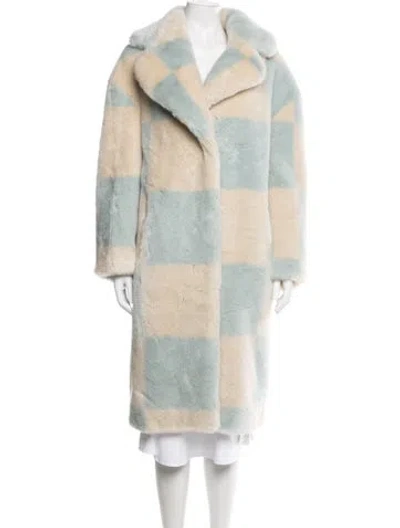 Pre-owned Jakke Colorblock Pattern Faux Fur Coat In Blue