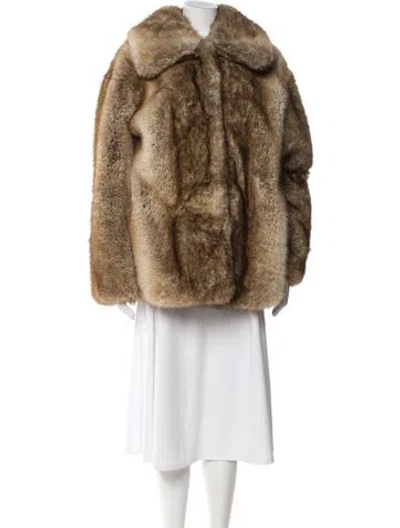 Pre-owned Jakke Faux Fur Coat In Brown