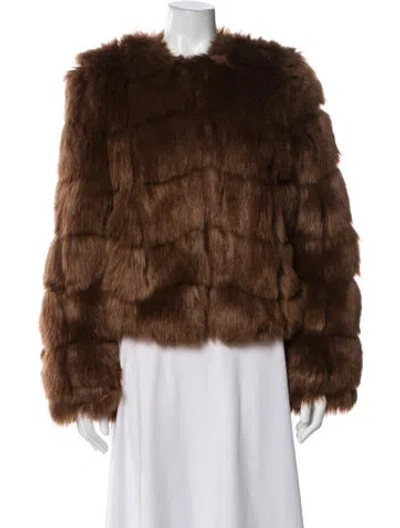Pre-owned Jakke Faux Fur Jacket In Brown