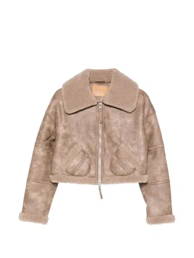Jakke Faux-shearling-trim Cropped Jacket In Neutral