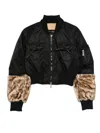 Jakke Jenki Faux-fur Trim Bomber Jacket In Black