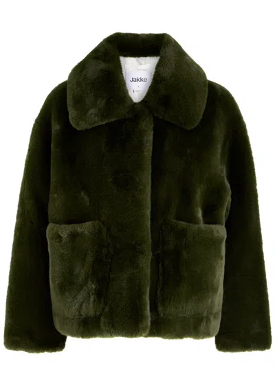 Jakke Traci Faux Fur Jacket In Green