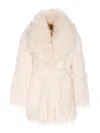 Jakke White Tavi Faux Fur Coat In Neutral