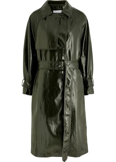 Jakke Winona Vinyl Trench Coat In Dark Green