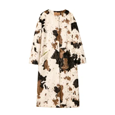 Jakke Women's Arc Coat - Cow Print In Neutral