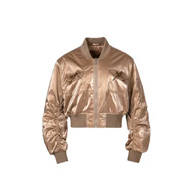 Jakke Women's Pink / Gold Lola Bomber Jacket - Pink Gold In Brown