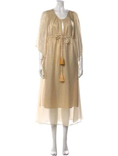 Pre-owned Jaline Patterned Midi Length Dress In Neutrals