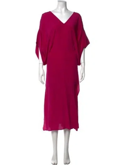 Pre-owned Jaline Silk Midi Length Dress In Pink