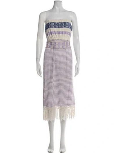 Pre-owned Jaline Striped Midi Length Dress In Neutrals