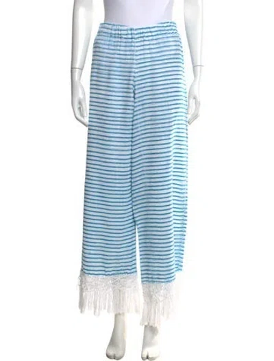 Pre-owned Jaline Striped Wide Leg Pants In Blue/white
