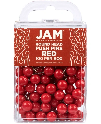 Jam Paper Colorful Push Pins In Red