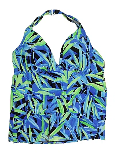 Pre-owned Jamaica Bay Swimsuit Top Blue Print Pattern Swimwear