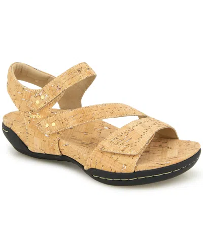 Jambu Women's Makayla Slip On Casual Flat Sandals In Cork Shimmer