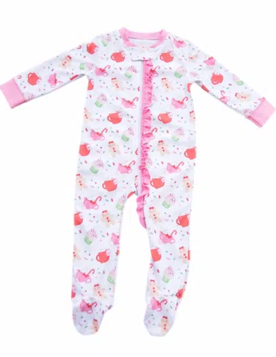 James & Lottie Kids' Girls Gingerbread Zip-up Jammies In Pink