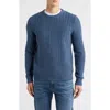 James Campbell Ayr Herringbone Stitch Cotton & Wool Blend Sweater In Blue
