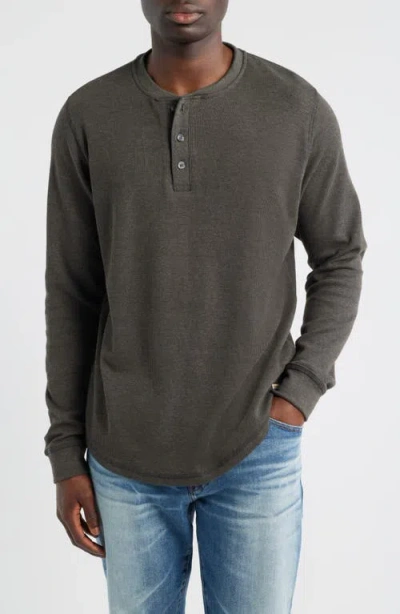 James Campbell Calico Waffle Stitch Henley In Gray