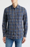 James Campbell Creston Trim Fit Plaid Cotton Button-up Shirt In Blue