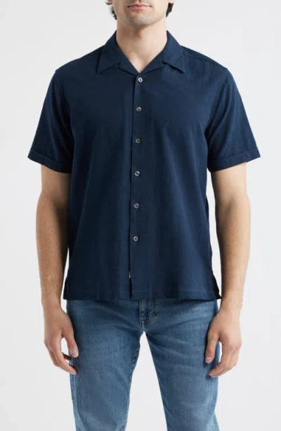 James Campbell Ephesia Slub Cotton Camp Shirt In Blue