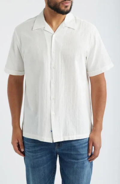 James Campbell Ephesia Slub Cotton Camp Shirt In White
