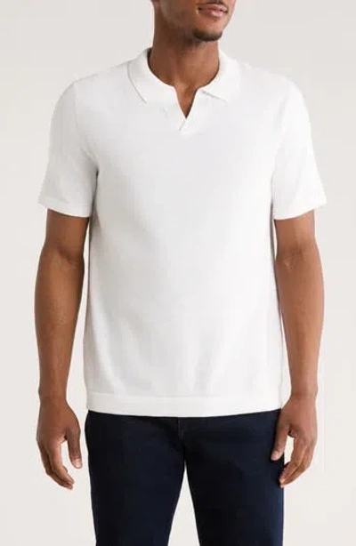 James Campbell Peck Johnny Collar Sweater Polo In White