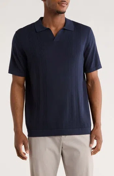 James Campbell Ricky Johnny Collar Sweater Polo In Blue