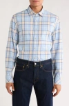 James Campbell Simeon Yarn Dye Plaid Button-up Shirt In Blue