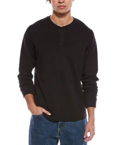 James Campbell Waffle Henley Shirt In Black