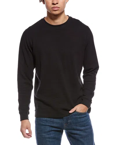 James Campbell Waffle Knit Crewneck Sweater In Black