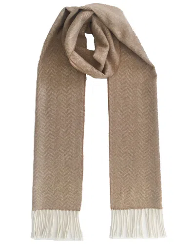 James Cavolini Italy Men's Cashmere Wool Chevron Scarf In Brown