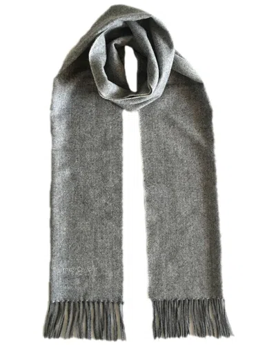 James Cavolini Italy Men's Cashmere Wool Chevron Scarf In Gray
