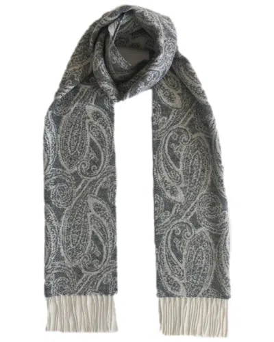 James Cavolini Italy Men's Cashmere Wool Paisley Scarf In Gray