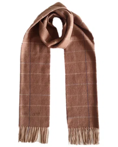 James Cavolini Italy Men's Cashmere Wool Plaid Scarf In Brown