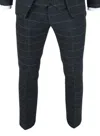 James Darby Archer Trousers Checked Herringbone Tweed Casual Formal Pants In Blue