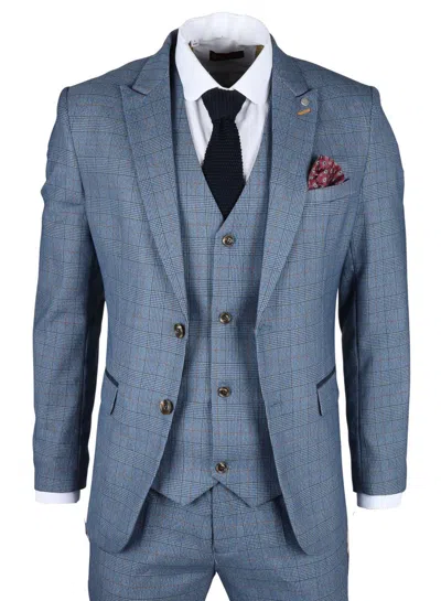 James Darby Earl - Checked Blazer Formal Office Wear In Blue