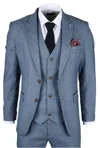 James Darby Earl 3 Piece Checked Suit In Blue