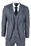 James Darby Gisborne - 3 Piece Checked Suit In Blue