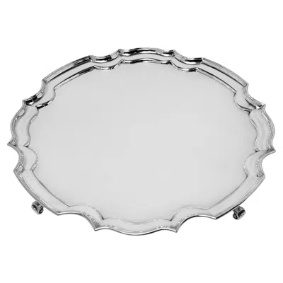 Pre-owned James Dixon & Sons Antique Sterling Silver 14'' Chippendale Salver Platter Tray 1926 Engravable