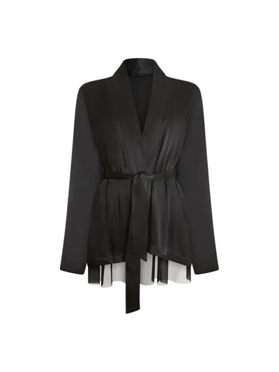 James Lakeland Belted Tulle Jacket In Black