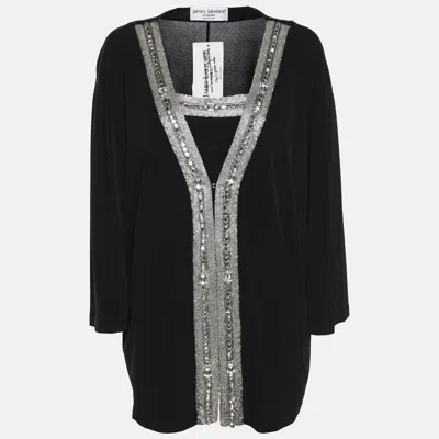 James Lakeland Black Jersey Embellished Cardigan Xl