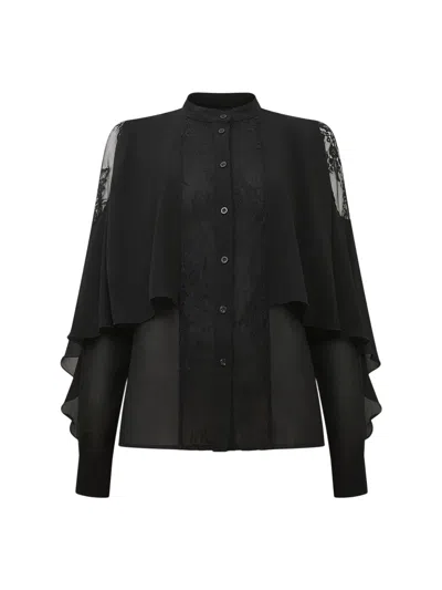 James Lakeland Lace Front Detail Shirt In Black