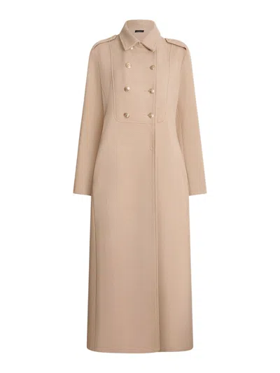James Lakeland Long Military Coat In Camel