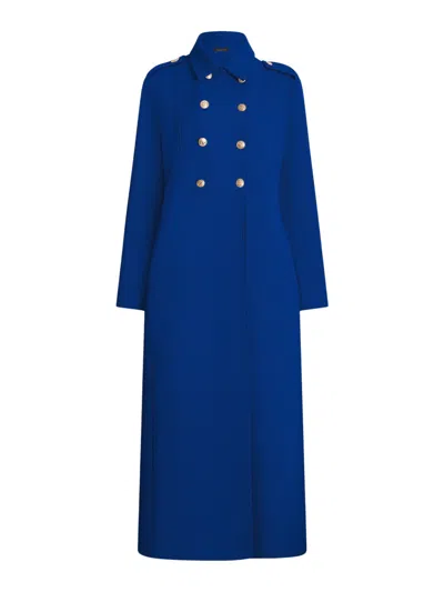James Lakeland Long Military Coat In Royal