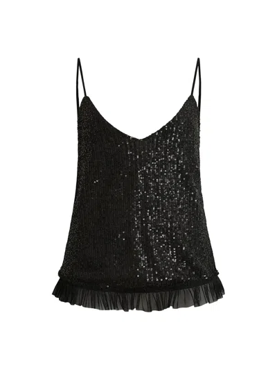James Lakeland Paillette Waistcoat Top In Black