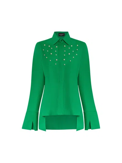 James Lakeland Pearl Detail Shirt In Green