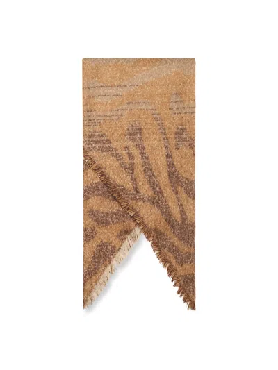 James Lakeland Tiger Print Black Scarf In Brown