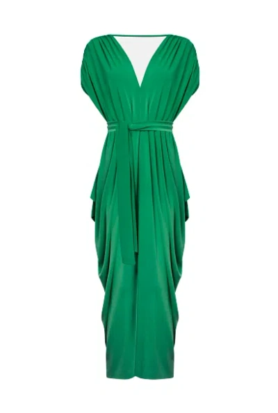 James Lakeland Women's Batwing Pleated Maxi Dress Green