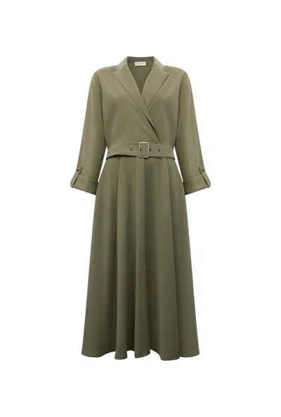 James Lakeland Women's Belted Green Suit Midi Dress