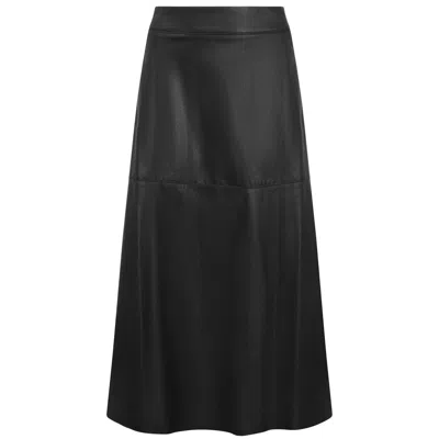 James Lakeland Women's Black A Line Faux  Leather Skirt