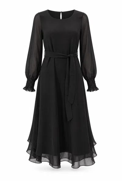James Lakeland Women's Black Belted Midi Dress