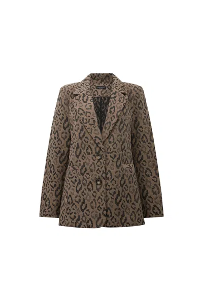 James Lakeland Women's Black / Brown Leopard Print Detail Blazer In Black/brown